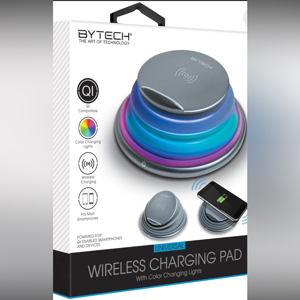 Bytech Pop Up Wireless Charging Pad with Color Changing Lights